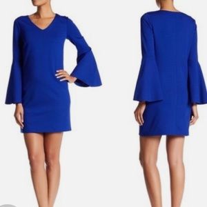 Cece Sapphire Blue Bell Sleeve Mini Dress